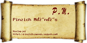 Pinzich Ménás névjegykártya